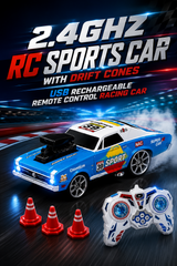 2.4GHz RC Sports Car with Drift Cones | USB Rechargeable Remote Control Racing Car