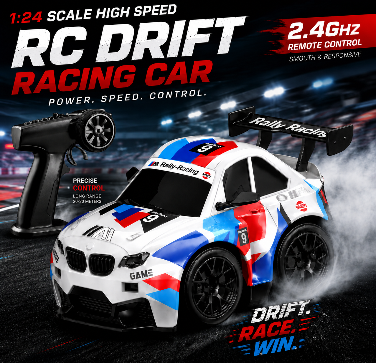 1:24 RC Drift Racing Car with 2.4GHz Remote Control – High Speed Toy Car (13cm)