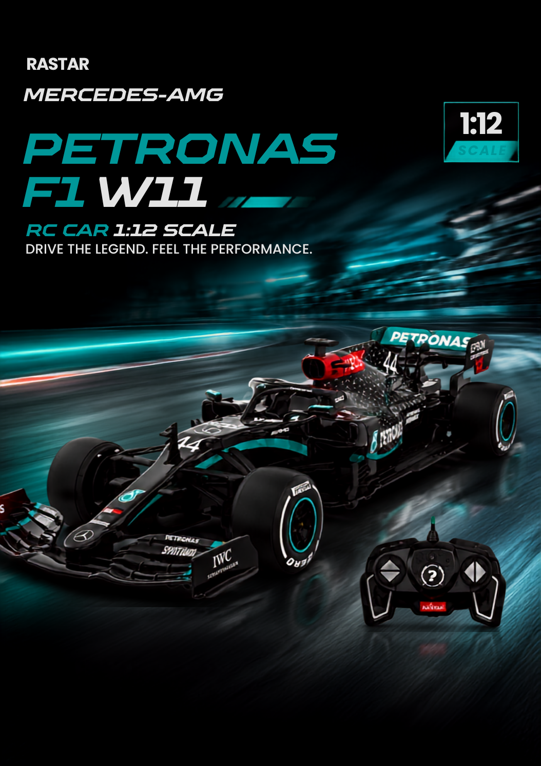 Rastar Mercedes-AMG Petronas F1 W11 RC Car 1:12 Scale | Licensed Remote Control Racing Car