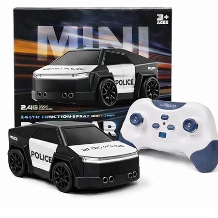 2.4GHz RC Mini Police Drift Car with Spray Mist & LED Lights | Remote Control Toy Car